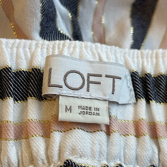 LOFT Stripe Wide Leg Pants ~ Medium - Picture 7 of 9